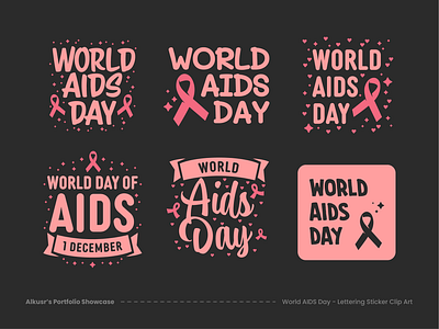 Alkusr - World AIDS Day Lettering Typography Sticker Clipart aids aids day art asia branding city culture design graphic design illustration lettering logo sticker typography ui