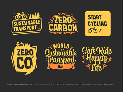 Alkusr - World Sustainable Transport Day Sticker Lettering art asia branding carbon city culture day design graphic design illustration lettering logo sticker sustainable transport typography ui zero carbon