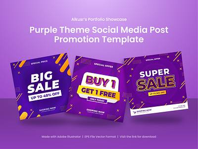 Alkusr - Purple Theme of Social Media Promotion Template art asia branding city culture design disc graphic design illustration instagram logo post promo promotion sale template ui
