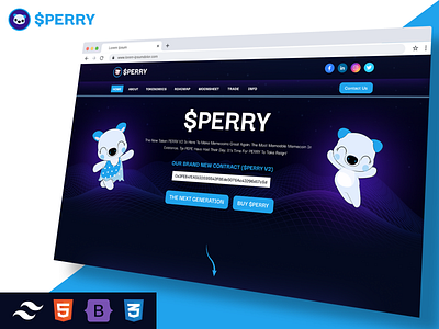 Perry Coin HTML5 & Tailwind CSS Template crypto crypto currency css currency html html5 meme coin landing memecoin website perry coin responsive tailwind tailwind template token web template