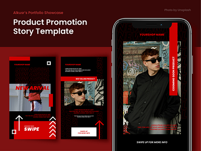 Alkusr - Black Product Promotion Story Graphic Template art asia branding city culture design graphic design illustration instagram logo post promo promotion social media story template ui