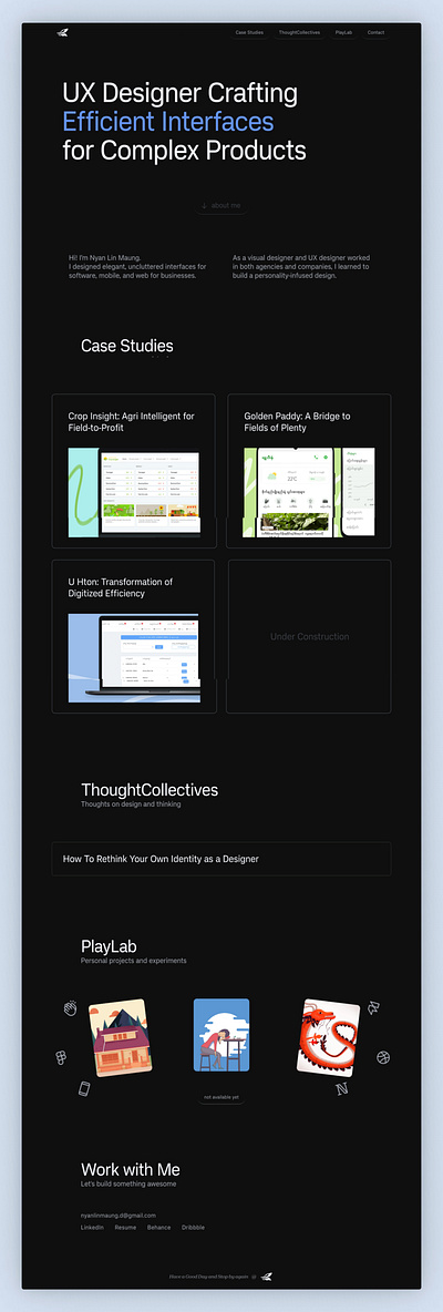 Portfolio Website clean dark mode design landing page portfolio ui ux webdesign website
