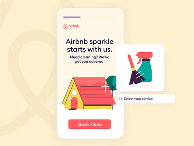 Cleaning services ui proposal airbnb app cleaning costa rica house illustration ui