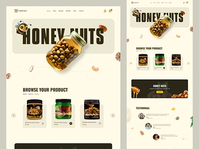 Honeynut - Website design branding ecommerce food honey honeynuts honeynuts website ismailnahid landingpage modern nuts online store onlinestore pixelean product design ui ui design user interface web design webdesign website