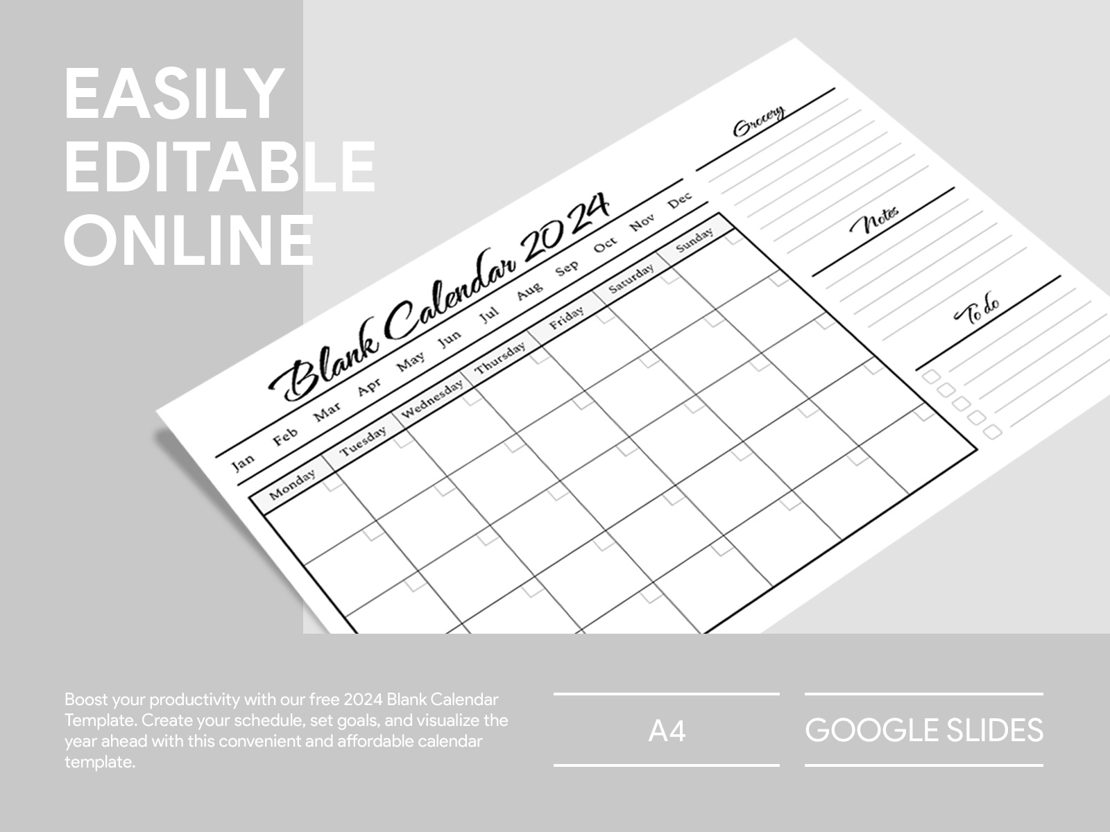 Blank Calendar Template 2024 Free Google Docs Template by Free Google