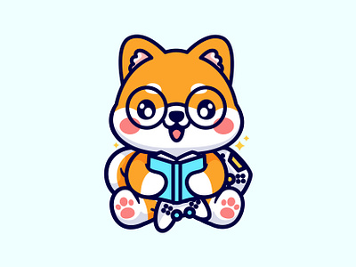 Shiba Read adorable animal character cute doge dogecoin illustration jaysx1 mascot shiba shibainu vector