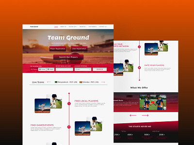Team Ground Website UI UX branding cricket landingpage ui website