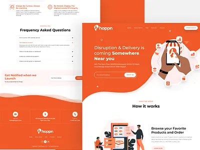 Hoppn landing page branding food delivery landing page ui uiux