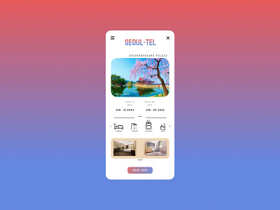 Daily UI Challenge #067 Hotel or Vacation Rental Booking 3d animation booking branding daily challenge daily100 dailyui day 67 graphic design hotel hotel or vacation rental booking interface korea logo motion graphics travel ui ux