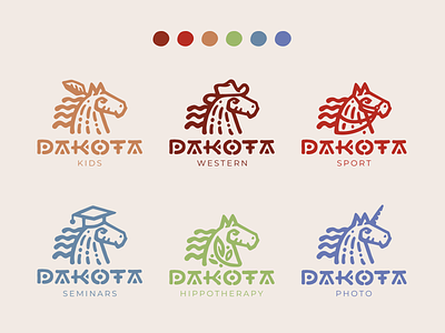 Dakota horses branding character horse kids logo logotype minimalism nature school sport unicorn