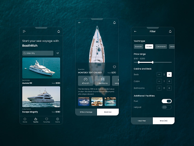 Yacht Rent Application app design boat cruiser ship minimal mobile app mobile ui rent app rent application ship ship rent ui ux yacht yacht rent