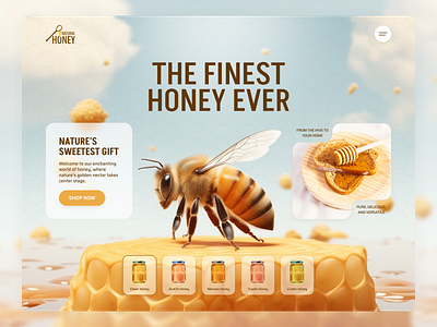 Natural Honey Website. 3d animation creative design dribbble e commerce figma hero honey honeybees logo minimal nature honey online shop typography ui ux web website