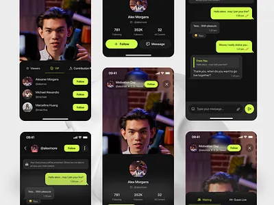 Visioncast - Streaming App app clean dark dark mode design live live app live stream live streaming minimal mobile steaming app stream streaming ui ux video