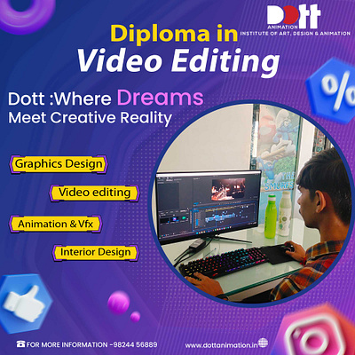 Diploma Video Editing Classes in Rajkot | Dott Animation graphic design graphics illustration logo photo ui vector video editing