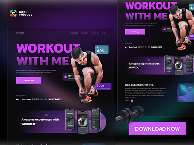 Workout Landing Page Design Concept app creative design design concept landing page landing page design mobile ui web dessign website website design workout landing page