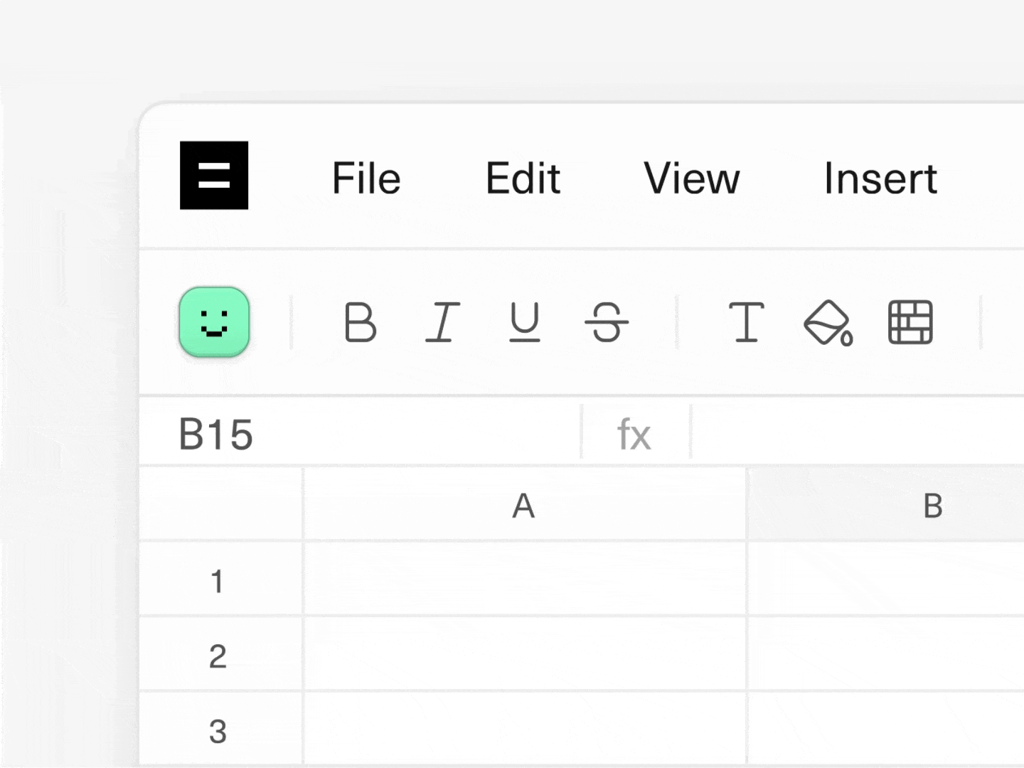 AI Assist in Equals ai ai assist animation branding chatbot equals face spreadsheet table ui