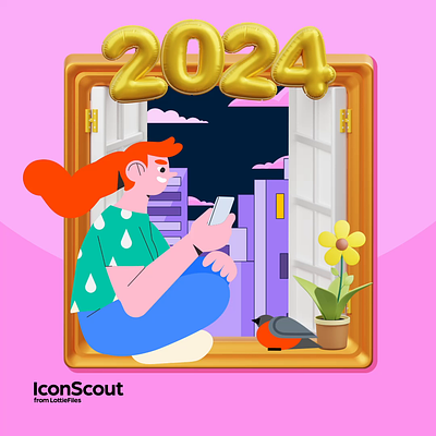 Waiting for the New Year 2024 3d 3d illustration animation countdown design design asset graphic design iconscout illustrations lottie lottie animation new year countdown
