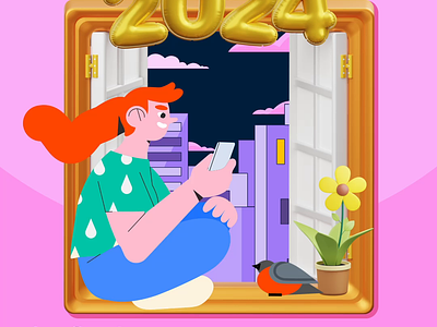 Waiting for the New Year 2024 3d 3d illustration animation countdown design design asset graphic design iconscout illustrations lottie lottie animation new year countdown