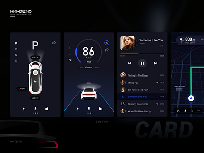 HMI Concept Dashboard Interface Automotive Dark UI adas ui auto design auto ui car car ui card ui dark theme dashboard hmi hmi design muisc ui nav ui ui ui design