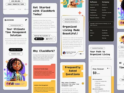 ClockWork | Homepage Mobile app design homepage illustration management app mobile productivity retro saas service time management time tracker todo app todo list tracker tracking ui web app website
