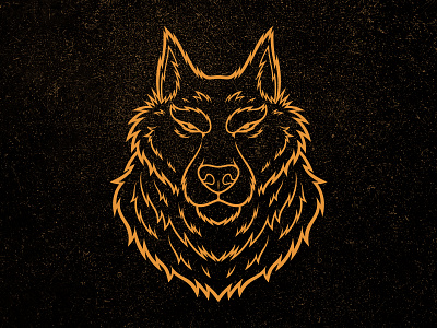 Golden Wolf beast design dog emblem face gold golden head illustration logo logotype mascot predator print silhouette vector vintage werewolf wolf wolfish
