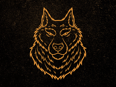 Golden Wolf beast design dog emblem face gold golden head illustration logo logotype mascot predator print silhouette vector vintage werewolf wolf wolfish