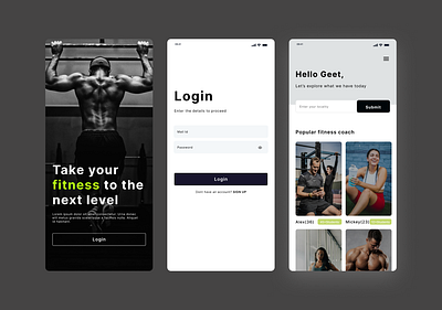 Fitness app for mobile design figma fitness mobile app ui ui design ux website