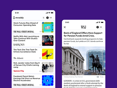 WSJ Detail page - Invisibly app app clean design minimal ui ux