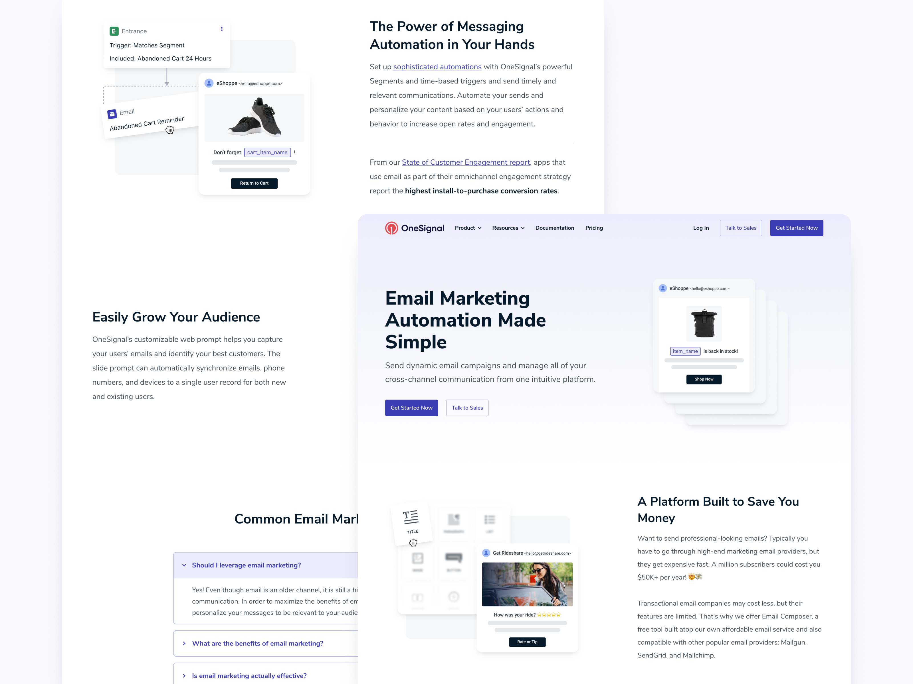 OneSignal Email Page email journey message messaging onesignal personalization tag ui