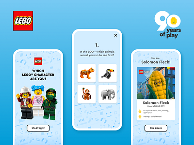 LEGO® 90th Anniversary / Characters Quiz design illustration ui ux vector website