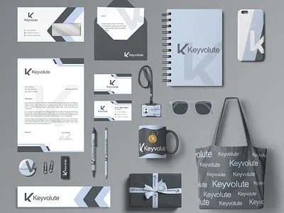 KeyVolute – Branding Kit 3d app branding brandkit crypto design figma free graphic design grey logo mockup office photoshop sleek stationery ui vector wallet