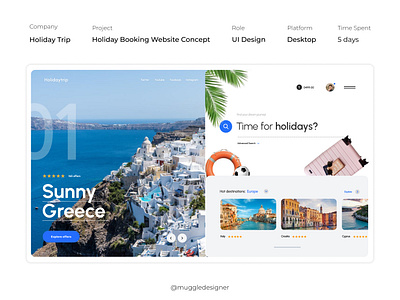 Holiday Booking Website Concept by MuggleDesigner 3d animation branding design graphic design illustration logo motion graphics ui vector