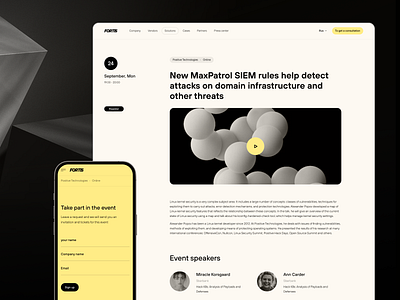 Detailed page for the website of the high tech distributor 3d branding clean design detailed page details event form high tech it layout mobile adaptive mockup news nimax sidebar ui webdesign