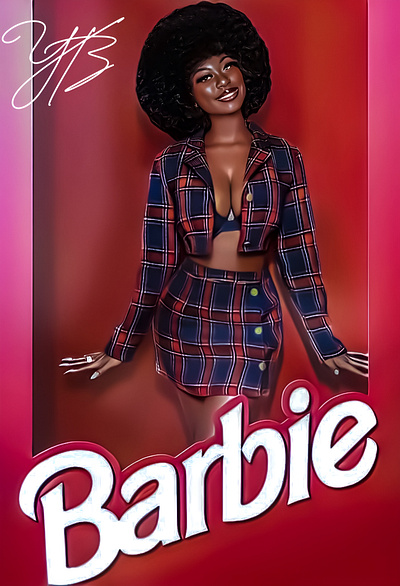 Afro Barbie painting