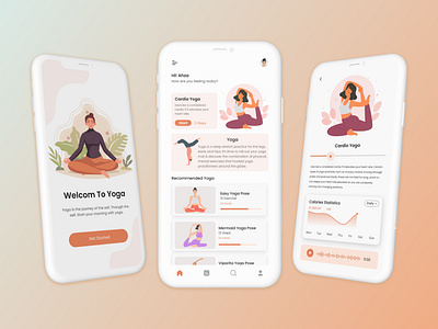Yoga Mobile App UI Design app app design brand branding design fitness illustration meditation app mobile mobile app relaxation ui ui design uiux user interface workout app yago app yoga yoga mobile app yoga studio