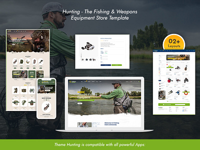 Hunting – Fishing Equipment & Weapon Gadgets WooCommerce Theme design ecommerce equipment fishing gun hunting military opencart prestashop responsive shopify template templatetrip weapon woocommerce wordpress