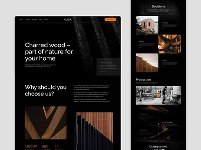 KUMA - Landing page design concept 3d 3d animation animation behance branding dark web design dribbble graphic design minimal minimal web motion motion graphics ui uiux uiux web ux web design wood wood web