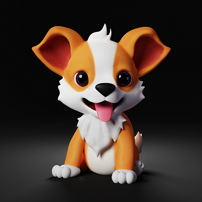 Cute Stylized Dog 3D Model 3d 3d animal 3d character 3d design 3d dog 3d modeling 3d printing blender dog model stylize character