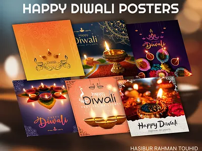 Happy Diwali Social Media Posters branding diwali diwali banner diwali branding diwali posters graphic design graphics design happy diwali happy diwali posters illustration social media posters ui