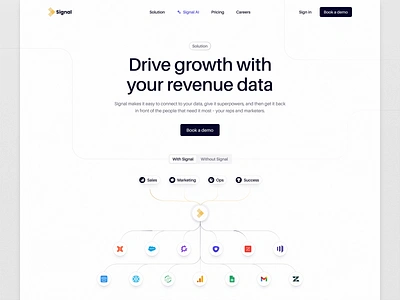 Signal - Website ai data landing page light theme reps saas saas website sales semiflat web design web ui webflow website