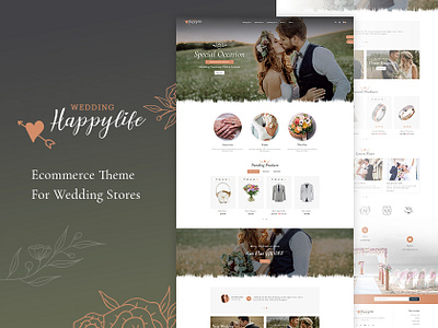 HappyLife – Minimal eCommerce Theme For Wedding Stores couple dresses flower gifting happylife jewelry template wedding