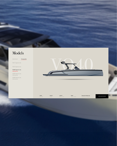 Vanquish Yachts 3D Configurator UI 3d animation graphic design motion graphics ui