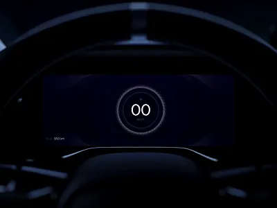 Simple EV cluster design 3d branding c4d circle cluster dark electric ev future futuristic hmi mobility night range speed speedometr ui ux vehicle