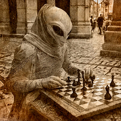 Aliens Playing Chess in Istanbul adobe artificial intelligence firefly graphic graphic design midjourney