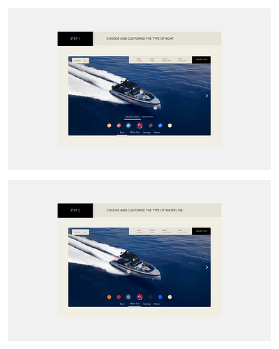 Vanquish Yachts 3D Configurator UI design 3d animation branding graphic design ui