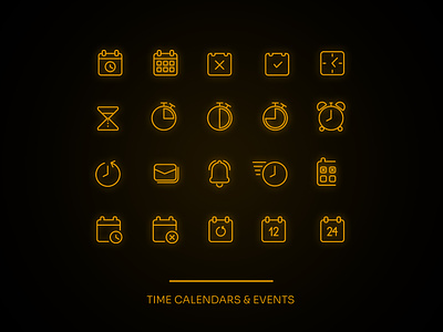 Time calendars and events icon set calendar clock editable event icon icon pack icons outline time ui ux vector watch