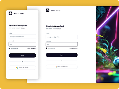Weasy Goal ⚽️ | CRM | Sign In | V2 club crm design football graphic design login sign in soccer team ui ux weasy goal web design