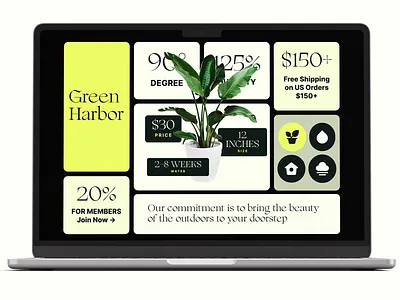 Green Harbor bento bright bright color design desktop hero plant rounded tracker ui