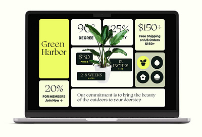Green Harbor bento bright bright color design desktop hero plant rounded tracker ui