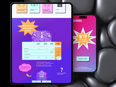Sapovar audit bright colors comics landing page management pop art sales ui visual design